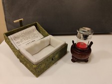 Rare Chinese Mini/Micro Sculpture Inside Magnifying Tube/ Wooden Stand