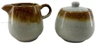 McCoy Pottery 7020 Creamer & Sugar Bowl w/ Lid Brown Drip Glaze Set Vintage EUC