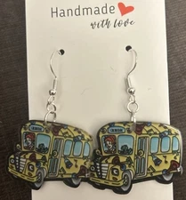 Handmade Magic School Bus Ms Frizzle Earrings