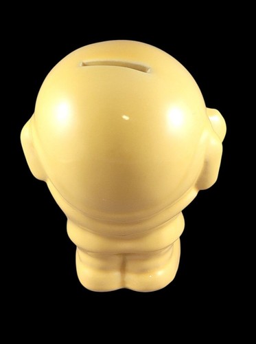Vintage 1970s Mr. Happy Smiley Face Waving Ceramic Bank Bright Yellow 5 1/4" - Picture 4 of 8