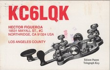 amateur ham radio QSL postcard KC6LQK Hector Figueroa 1991 Northridge California