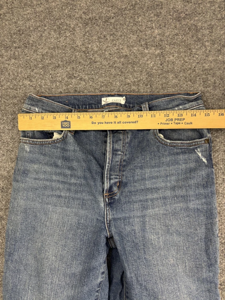 Pantalones de mezclilla elásticos orgánicos de pierna recta con botones azules Carve Designs para mujer Foto 4 de 4