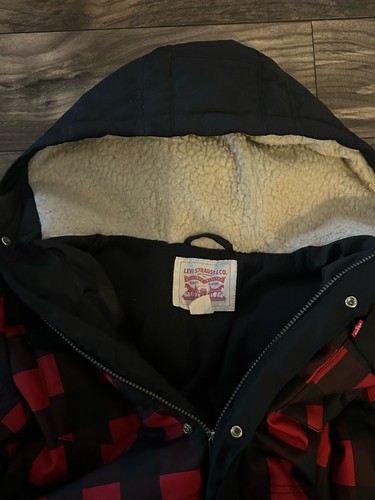Levi's Youth Quilted Jacket Boys XL Buffalo Plaid Coat - Picture 6 of 7