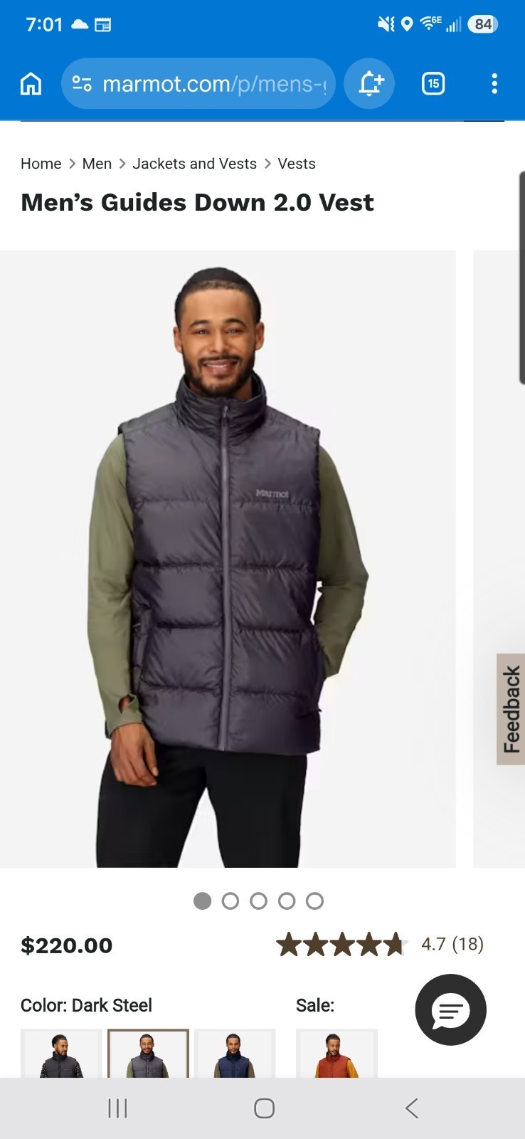 Mens Guides Down Marmot Vest Size Large image 10