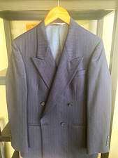 VTG Pierre Cardin Men's Blue Pinstripe Wool Double Breasted blazer union made 36