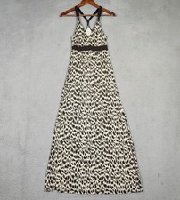 Banana Republic Maxi Dress Women's Small Petite Brown Animal Print Vintage Y2K