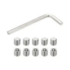 M12x12mm Nylon Tip Grub Screw Internal Hex Socket Head with Hex Key 10pc