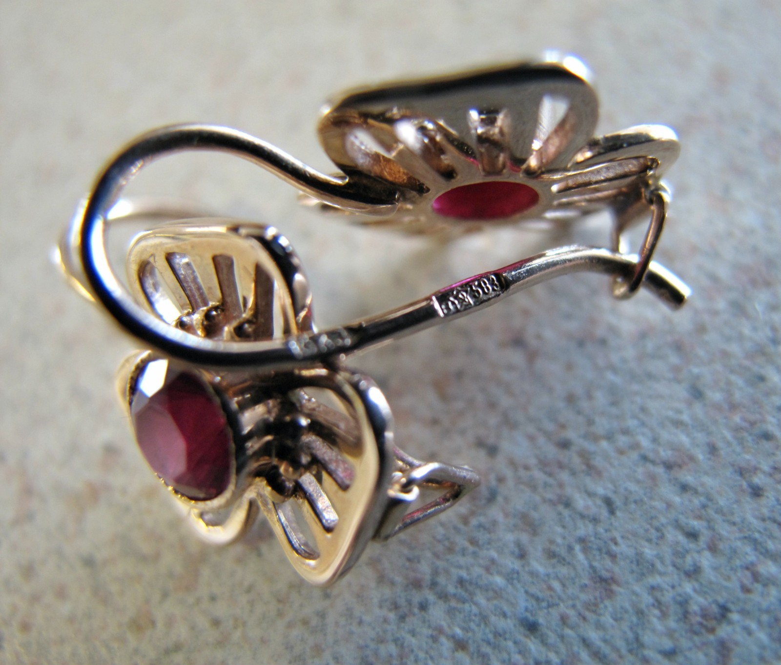 Russian Soviet Solid Rose Gold 14K 583 Shamrock E… - image 5