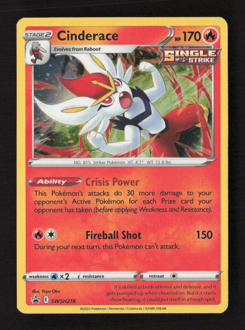 Cinderace Promo Holofoil SWSH: Sword & Shield Promo Cards SWSH278 NM Pokémon TCG
