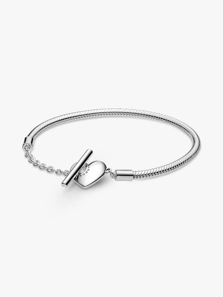 PANDORA Armband Silber 925 Herz T-Verschluss Schlangenmuster 599285C00