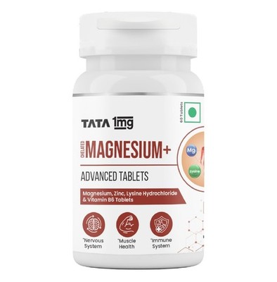 Tata 1mg Chelat Magnesium Plus Tablette mit Zink, Vitamin B6 Packung mit 60 T...