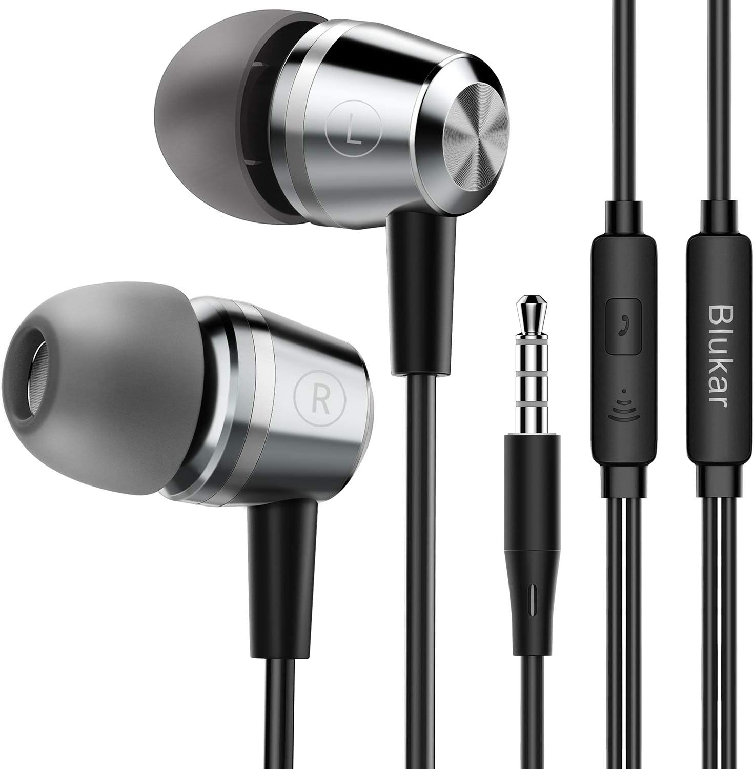 Blukar In-Ear Earphones Wired Headphones with Mic Noise Isolating Pure Sound