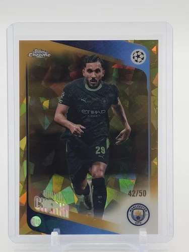RAYAN CHERKI 2025-26 TOPPS CHROME UCL GOLD SAPPHIRE REFRACTOR /50 SSP Q4736