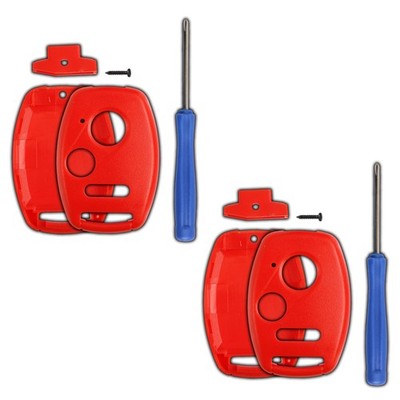 2 Key Fob Remote Shell Case 3b Red Kit Replacement for Honda No Cutting Required