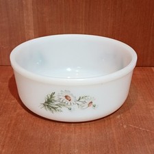 Saladier Arcopal Motif Marguerite, Verre Blanc, Vintage