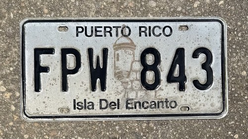 Puerto Rico License Plate FPW 843 Isla Del Encanto Caribbean Morro Castle Tag