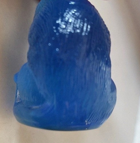 Vintage Mosser Glass Sitting Cat Blue With White Slag Figure Maker’s Mark - Picture 8 of 11