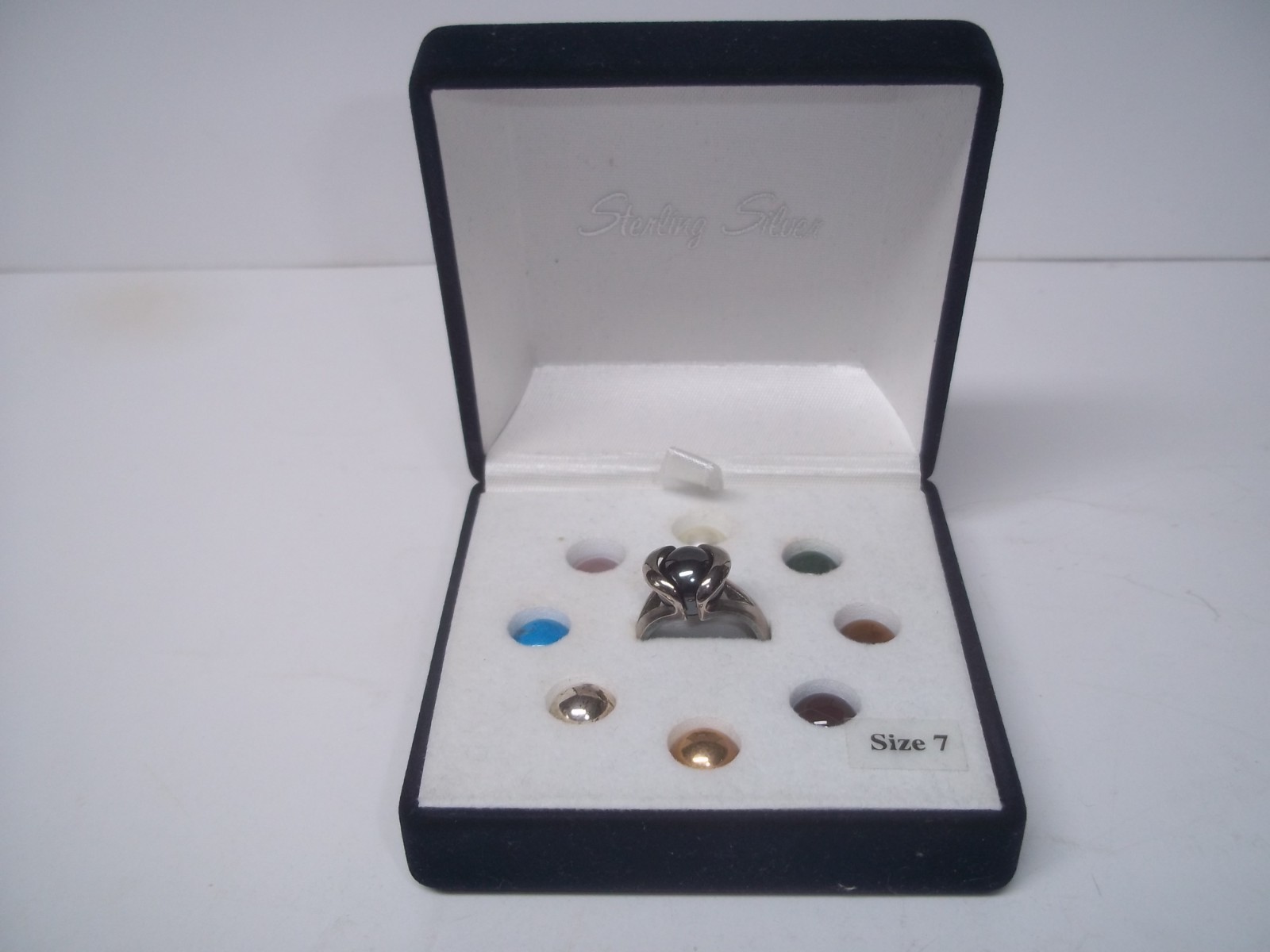 Sterling Silver Bead Interchangeable Ring Set w/ … - image 1
