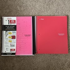 Five Star Spiral Notebook, 1 Subject, Wide Ruled, 100 pages, Red Pink
