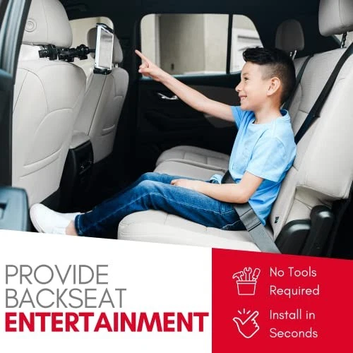  Tablet Holder for Car Headrest - Adjustable iPad Headrest Mount for Car Silver - Image 3 of 4