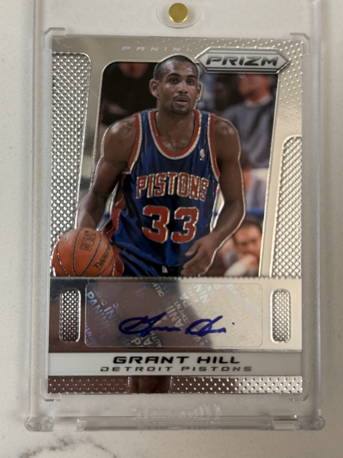 Grant Hill #129 (Basketball Cards 2013 Panini Prizm Autograph) — is it worth grading?