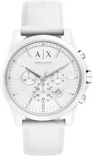 Armani Exchange AX1325 Men Watch Stainless Steel Silicone Band White NEW IN BOX