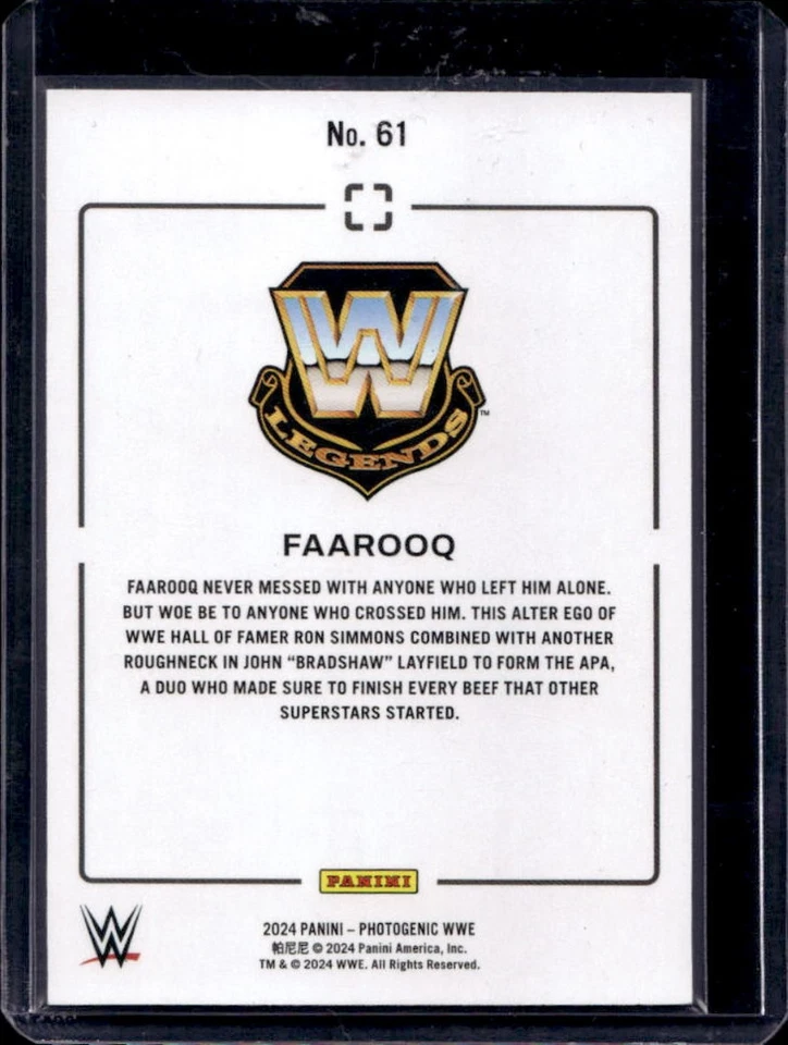 2024 Panini Photogenic WWE Faarooq Silver #6/99 - Image 2 of 2