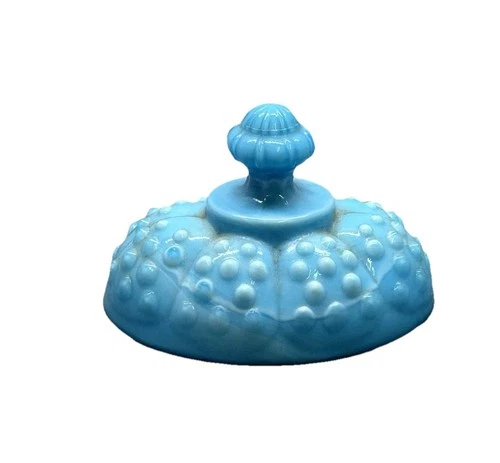 Vintage Fenton Blue Slag Glass Hobnail Boot LID ONLY Marbled Replacement Shoe