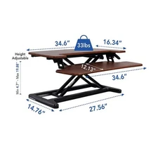 FLEXISPOT 35" Desk Converter Sit-Stand w Keyboard Tray Mahogany M7 SEE DETAILS
