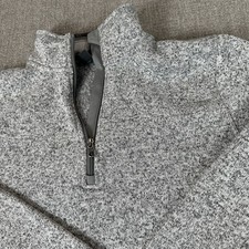 Eddie Bauer Womens Knit Fleece Pullover Sweater Gray Size L Large 1/4 Zip