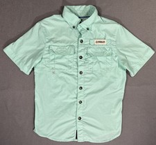 Magellan Boys Laguna Madre Fish Shirt Green Short Sleeve Relaxed Fit Size XS