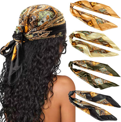 90X90Cm Große Quadratische Schals Für Damen 4 Stück Seide Kopftuch Bandanas Haar