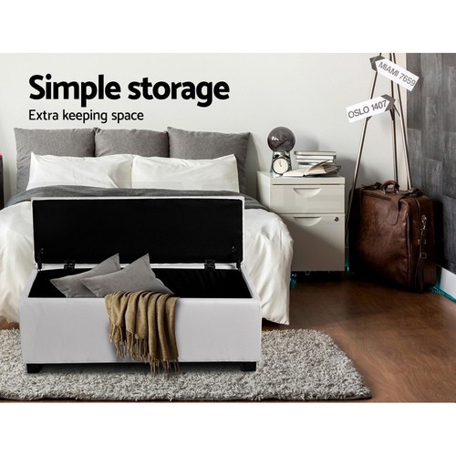 Artiss Storage Ottoman Blanket Box PU Leather Fabric Chest Toy Foot Stool LARGE - Picture 6 of 72