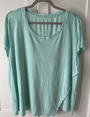 J.Jill Shirt Womens Size 2XL Green Pure Jill Wrap Tunic Cal Sleeve Linen Blend