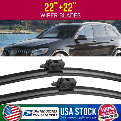 Clean Smooth 22''+22''Front Car Wiper Blades Soft Rubber Brushes Windscreen