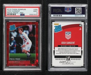 2018 Panini Donruss Rated Press Proof Red Josh Sargent #200 PSA 9 MINT Rookie RC