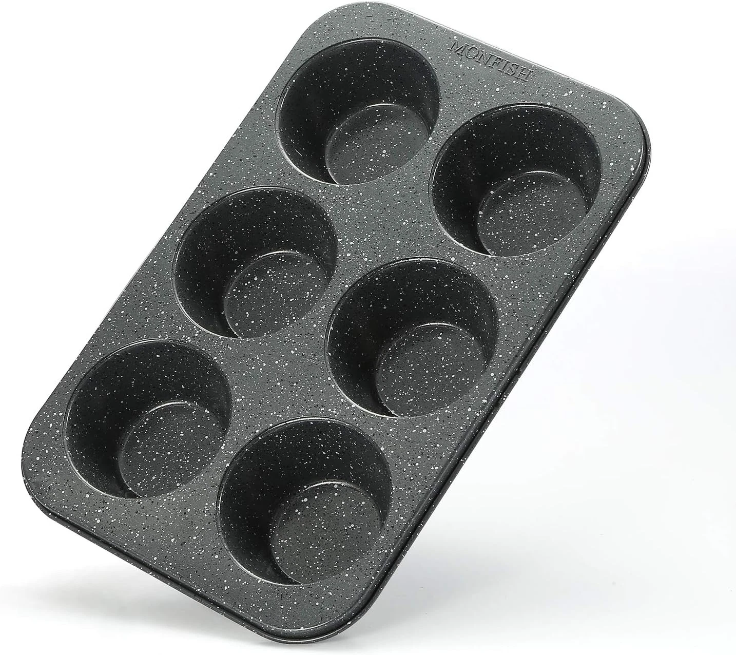 Jumbo Muffin Pan 6 Cup Carbon Steel Non-Stick Stone Finish 3.5 Inch Cupcake Tin