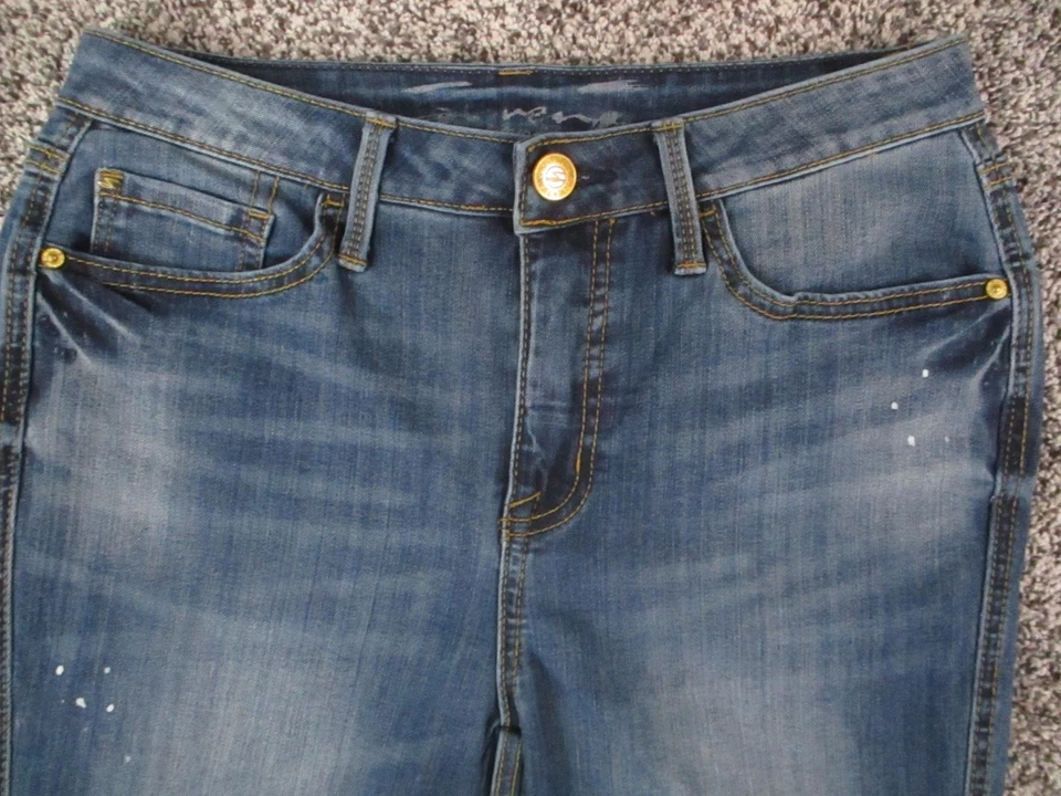 Pantalones de mezclilla Seven7 para mujer 4 azules fin de semana ajuste fácil novio desgastado elástico 29x28 Foto 4 de 4