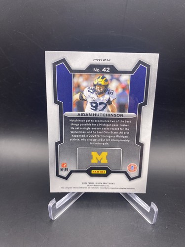 Selecciones de draft Panini Prizm 2024 - Aidan Hutchinson #42 Purple Wave Prizm - Imagen 2 de 2