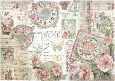 Reispapier-Motiv Strohseide-Decoupage-Vintage-La vie en Rose-19398