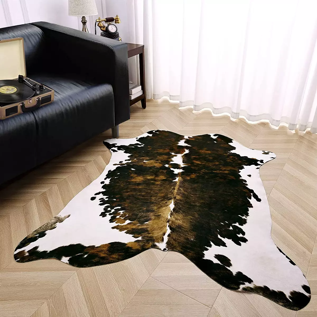 Faux Cowhide Rug, Premium Cow Print Rugs for Bedroom, Large Cow Hide Area  Rug, F