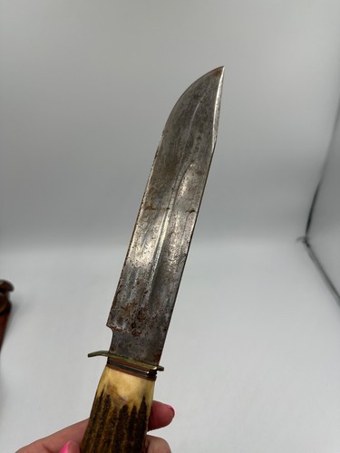 Vintage Schmidt & Ziegler #5519 Fixed Blade Knife Stag Handle Solingen Germany - Picture 4 of 14