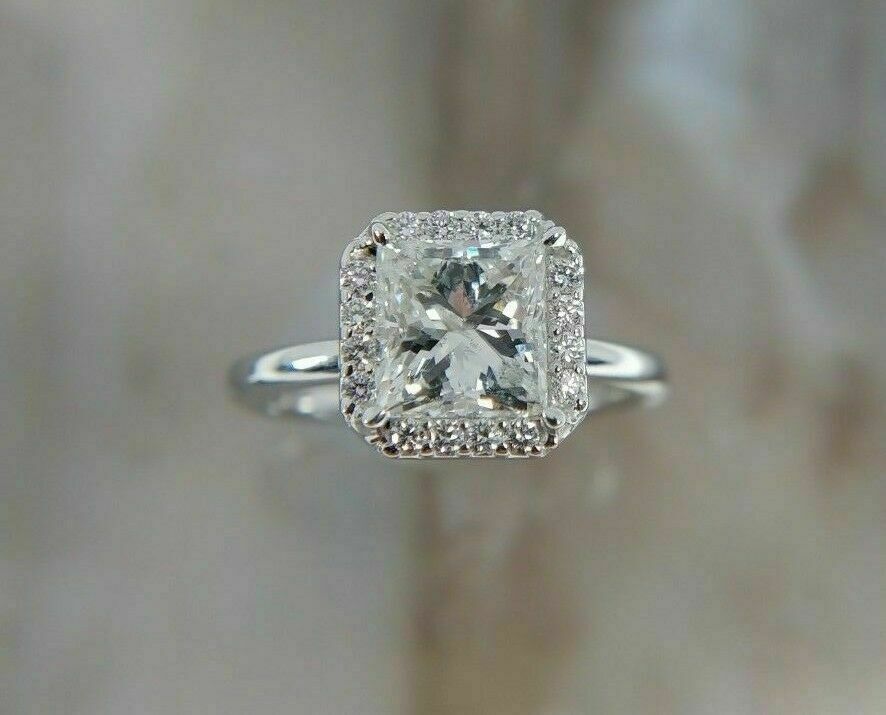 AGS Certified G-H/SI2 Princess Cut Diamond 14K White Gold