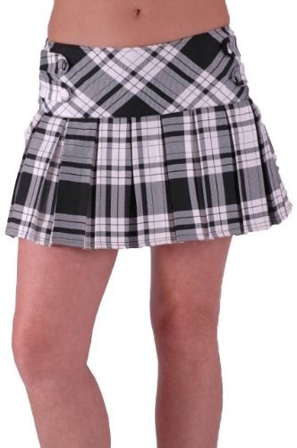 Womens Casual Party Club Tartan Check Print Pleated Short Mini Dress Skirt - Picture 1 of 3