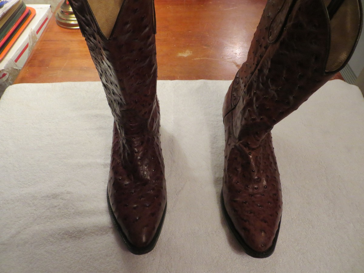 EL BUITRE BROWN OSTRICH BOOTS MADE BY WILD VEARI MEX SIZE 
