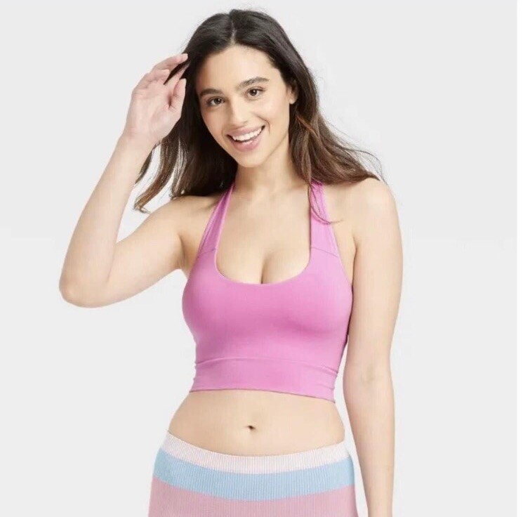 Auden Womens Purple Halter Bralette Lightly Lined Stretch Cotton Blend - Size M-image