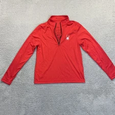 Spyder Shirt Mens Small Red Silver Dip Dry Web T-Neck Top Base Layer Activewear