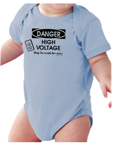 Infant Creeper Bodysuit One Piece T Shirt Danger High Voltage Way To Much K 631 Ebay