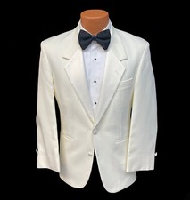 Men's After Six Ivory Tuxedo Jacket Two Button with Satin Notch Lapels Size 35S