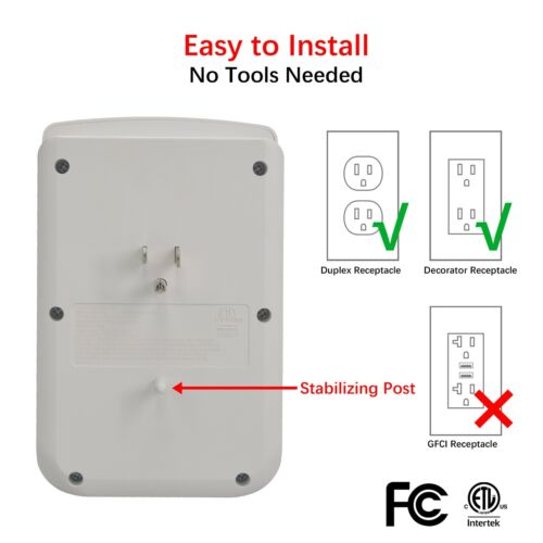 CP (2 Paquete): 6 Toques de Pared con 3 Puertos USB-A y 1 Puerto USB-C, Blanco, CP30007X2 - Imagen 3 de 9